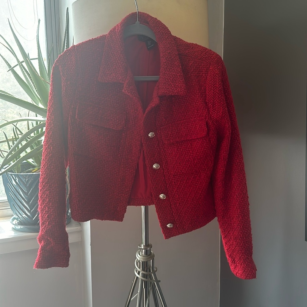 Cropped tweed/like jacket